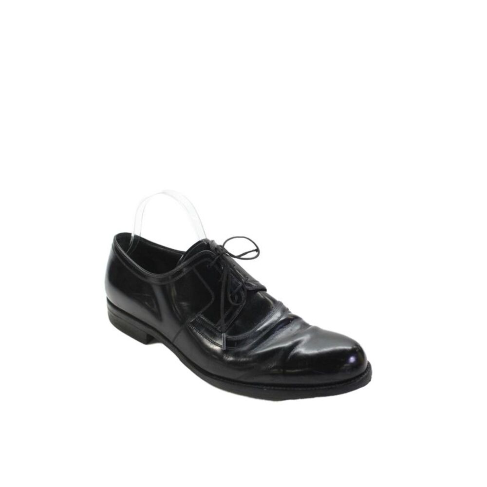 Valentino Mens Leather Lace Rounded Toe Oxfords Black Size 12